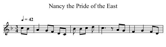 Nancy the Pride of the East - staff notation