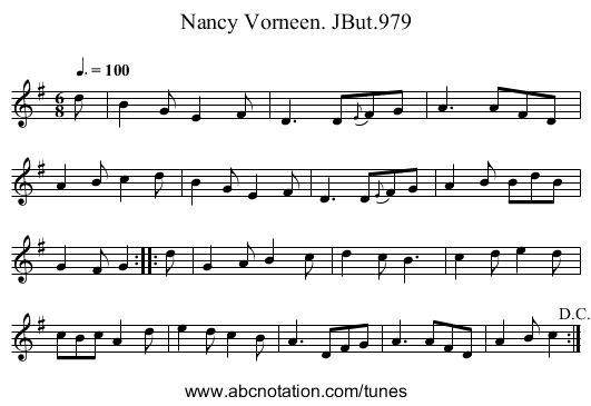 Nancy Vorneen. JBut.979 - staff notation