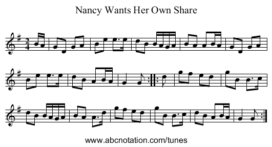 Nancy Wants Her Own Share - staff notation