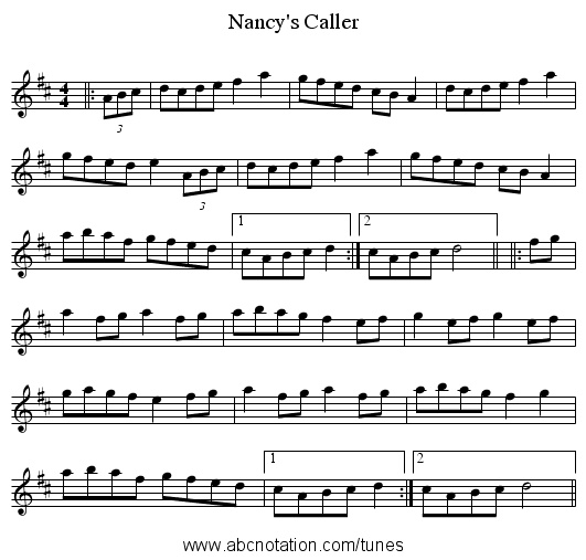 Nancy's Caller - staff notation