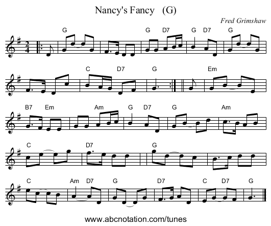 Nancy's Fancy   (G) - staff notation