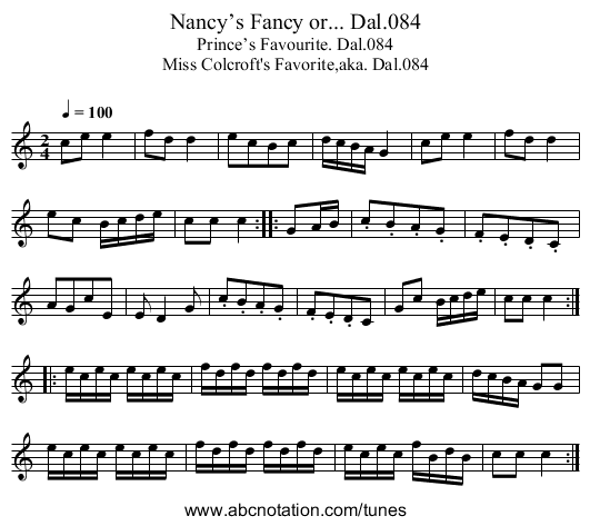 Nancy’s Fancy or... Dal.084 - staff notation