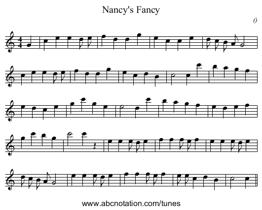 Nancy's Fancy - staff notation