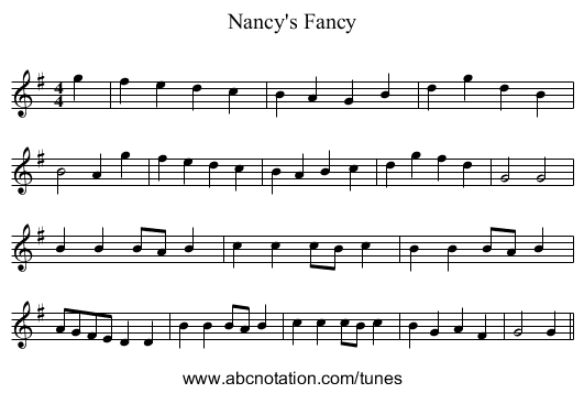 Nancy's Fancy - staff notation