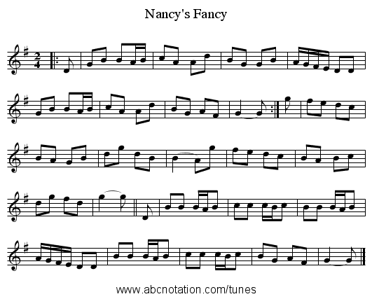 Nancy's Fancy - staff notation