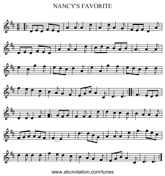 NANCY'S FAVORITE - staff notation