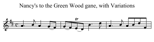 Nancy's to the Green Wood gane, with Variations - staff notation