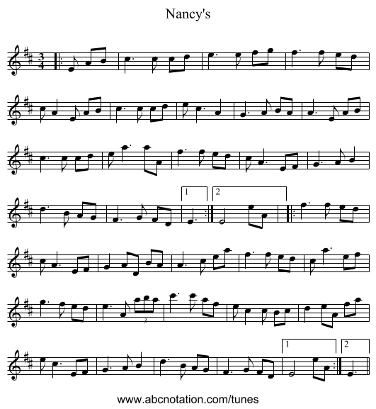 Nancy's - staff notation