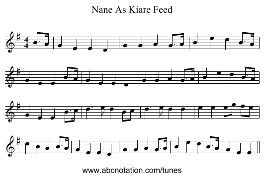Nane As Kiare Feed - staff notation