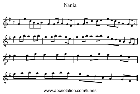 Nania - staff notation