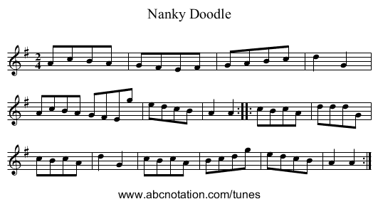 Nanky Doodle - staff notation
