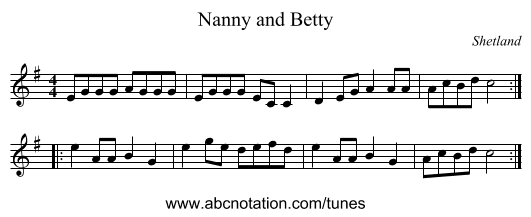 Nanny and Betty - staff notation