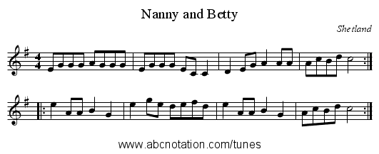 Nanny and Betty - staff notation