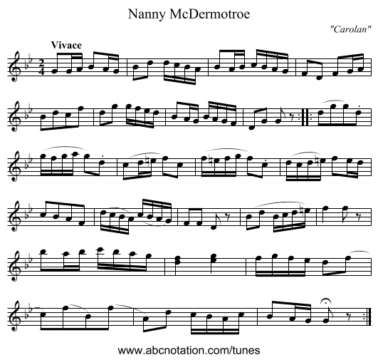 Nanny McDermotroe - staff notation