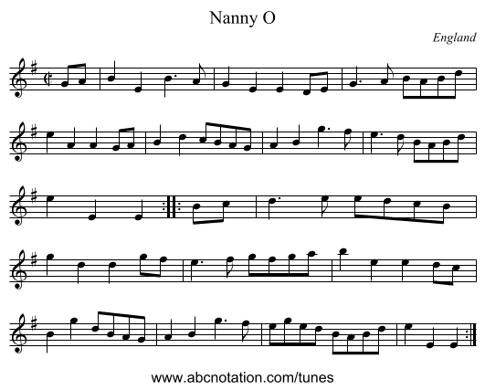 Nanny O - staff notation