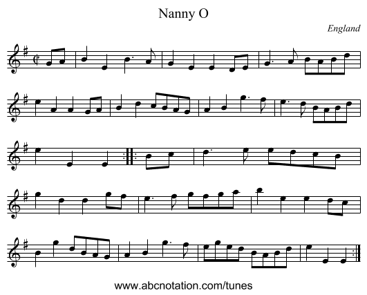 Nanny O - staff notation
