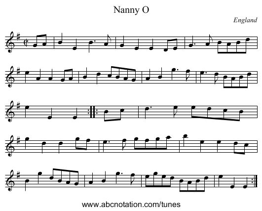 Nanny O - staff notation