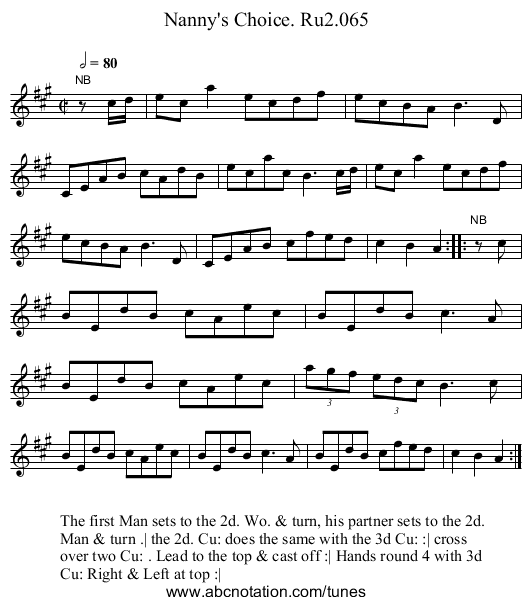 Nanny's Choice. Ru2.065 - staff notation