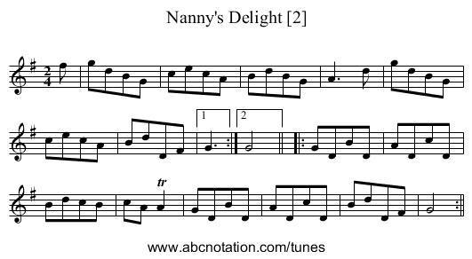 Nanny's Delight [2] - staff notation