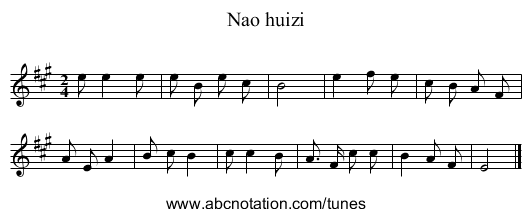 Nao huizi - staff notation