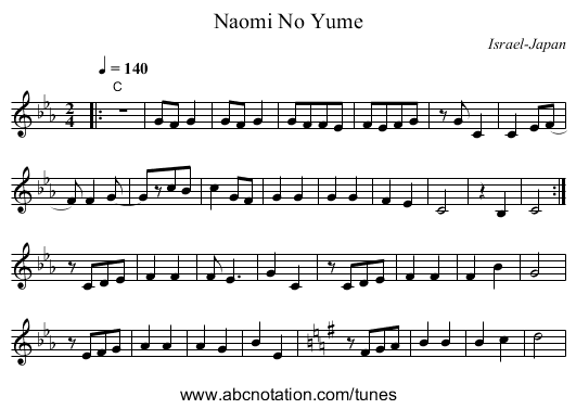 Naomi No Yume - staff notation