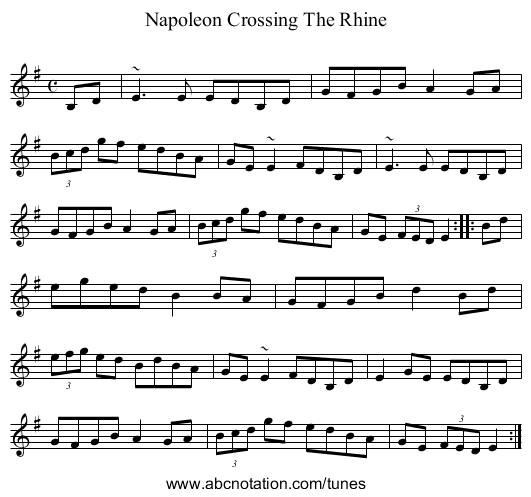 Napoleon Crossing The Rhine - staff notation