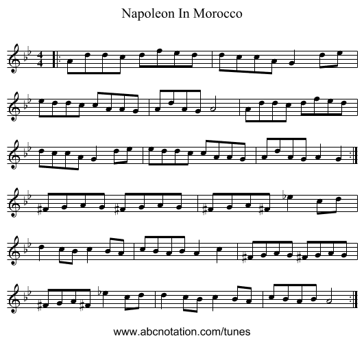 Napoleon In Morocco - staff notation