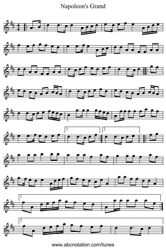 Napoleon's Grand - staff notation