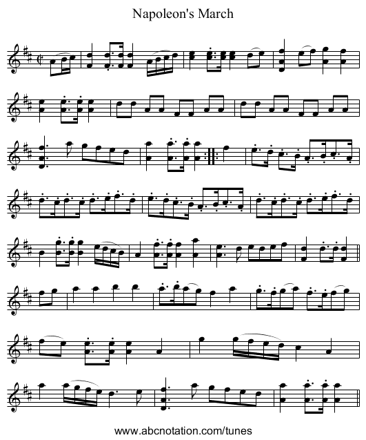 Napoleon's March - staff notation