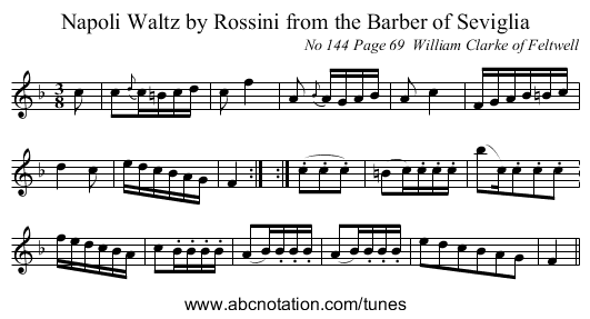 Napoli Waltz by Rossini from the Barber of Seviglia - staff notation