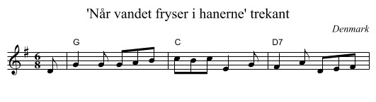'N&aring;r vandet fryser i hanerne' trekant - staff notation