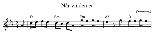 N&aring;r vinden er - staff notation