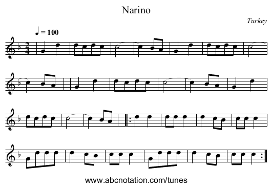 Narino - staff notation