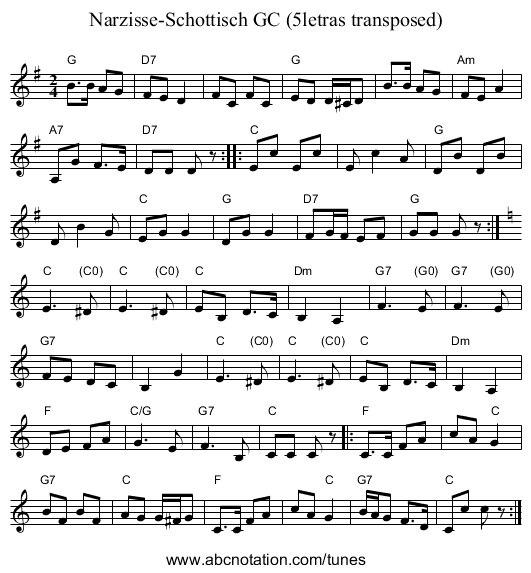 Narzisse-Schottisch GC (5letras transposed) - staff notation