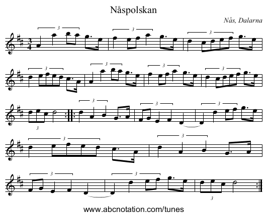 Nåspolskan - staff notation