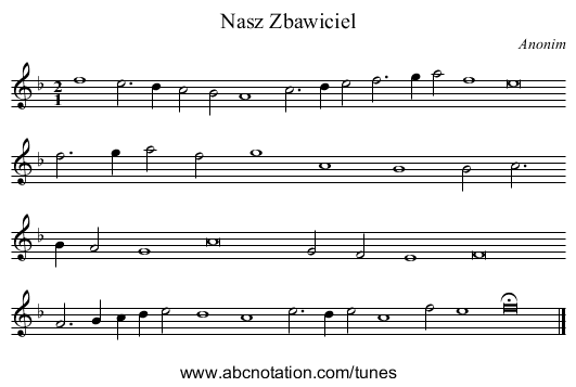 Nasz Zbawiciel - staff notation