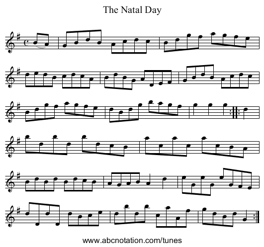 Natal Day, The - staff notation