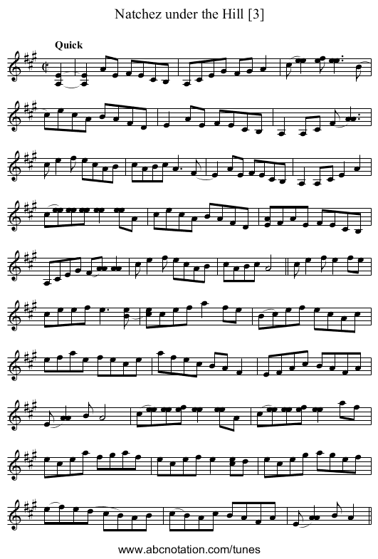 Natchez under the Hill [3] - staff notation