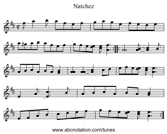 Natchez - staff notation