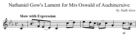 Nathaniel Gow's Lament for Mrs Oswald of Auchincruive - staff notation