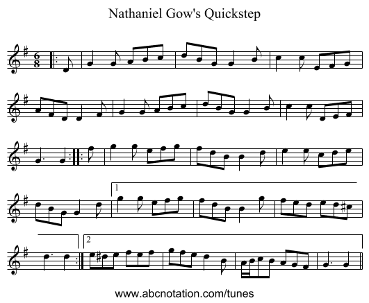 Nathaniel Gow's Quickstep - staff notation