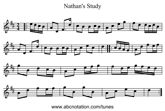 Nathan's Study - staff notation