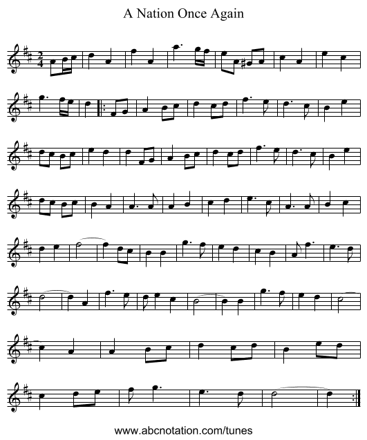 Nation Once Again, A - staff notation