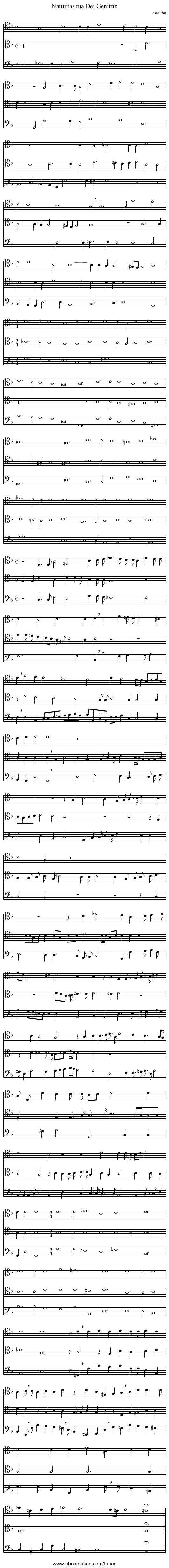 Natiuitas tua Dei Genitrix - staff notation