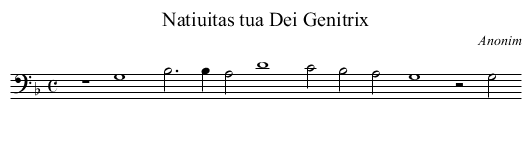 Natiuitas tua Dei Genitrix - staff notation
