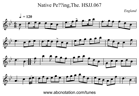 Native Pe??ing,The. HSJJ.067 - staff notation