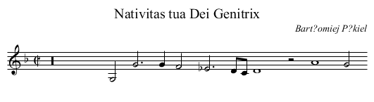 Nativitas tua Dei Genitrix - staff notation