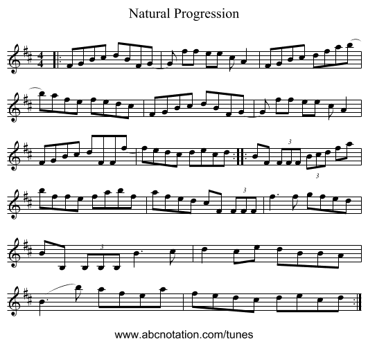 Natural Progression - staff notation