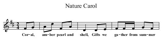 Nature Carol - staff notation