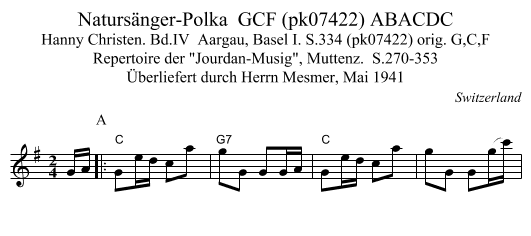 Natursänger-Polka  GCF (pk07422) ABACDC - staff notation